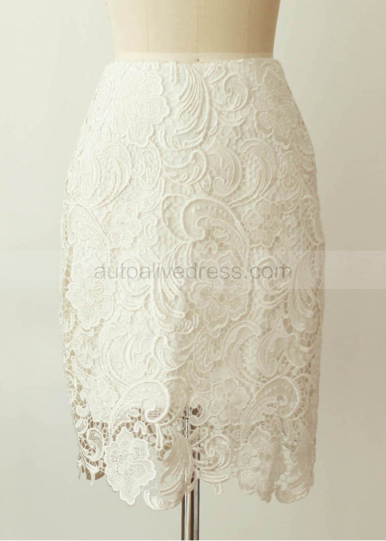 Ivory Lace Knee Length Skirt